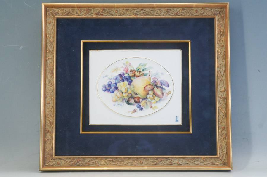 ☆Meissen マイセン HOBBY COLLECTION☆手描き 果物 陶板画
