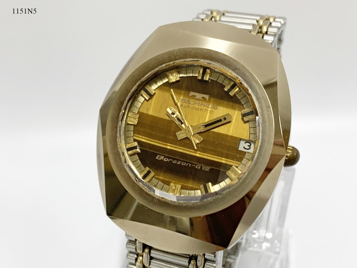 100%新品，正規品 TECHNOS テクノス Borazon-GⅧ ボラゾン カットガラス 自動巻き メンズ 腕時計 デイト ジャンク 1151N5-31(テクノス)｜売買されたオークション情報、yahooの商品情報をアーカイブ公開 - オークファン テクノス