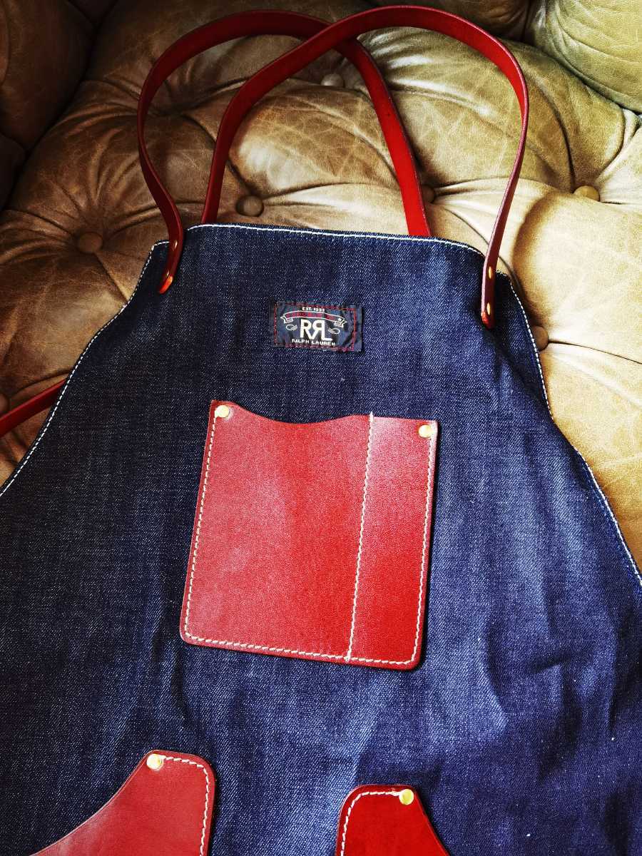RRL ダブルアールエル エプロン レザー レッド デニム 未使用 ラルフ 