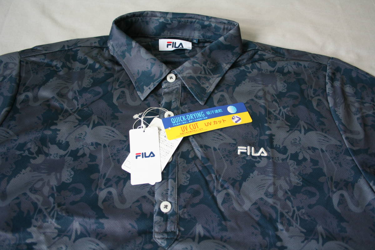 2026，正規品 FILA フィラ 吸汗速乾 UVカット ストレッチ フラミンゴ カモフラ柄 半袖ポロシャツ 3L 紺(フィラ)｜売買されたオークション情報、yahooの商品情報をアーカイブ公開 - オークファン シャツ