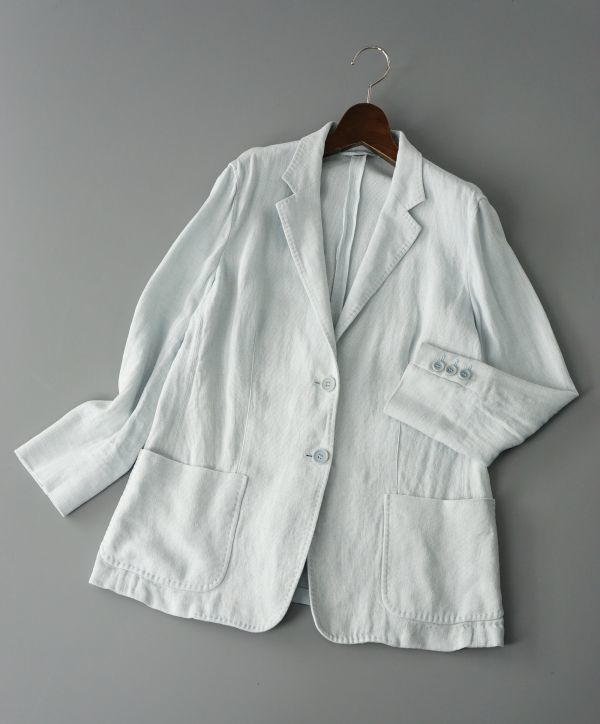 限定SALE，定番人気 MB4367 イタリア製 MAX MARA/マックスマーラ 春夏おすすめ 総リネン スプリングジャケット/ブレザー ライトブルー サイズ44(テーラードジャケット、ブレザー)｜売買されたオークション情報、yaho ジャケット、上着