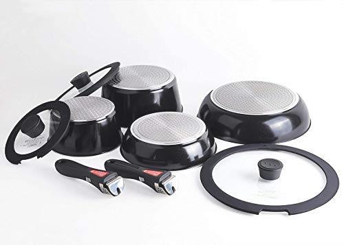 送料無料 パール金属 フライパン 鍋 9点 セット IH対応 ブラック ダイヤモンドコート 取っ手の取れる セット9 HB-4063 IH対応 パール金属 フライパン テフロンセレクト フライパンセット キッチン用品のパール金属