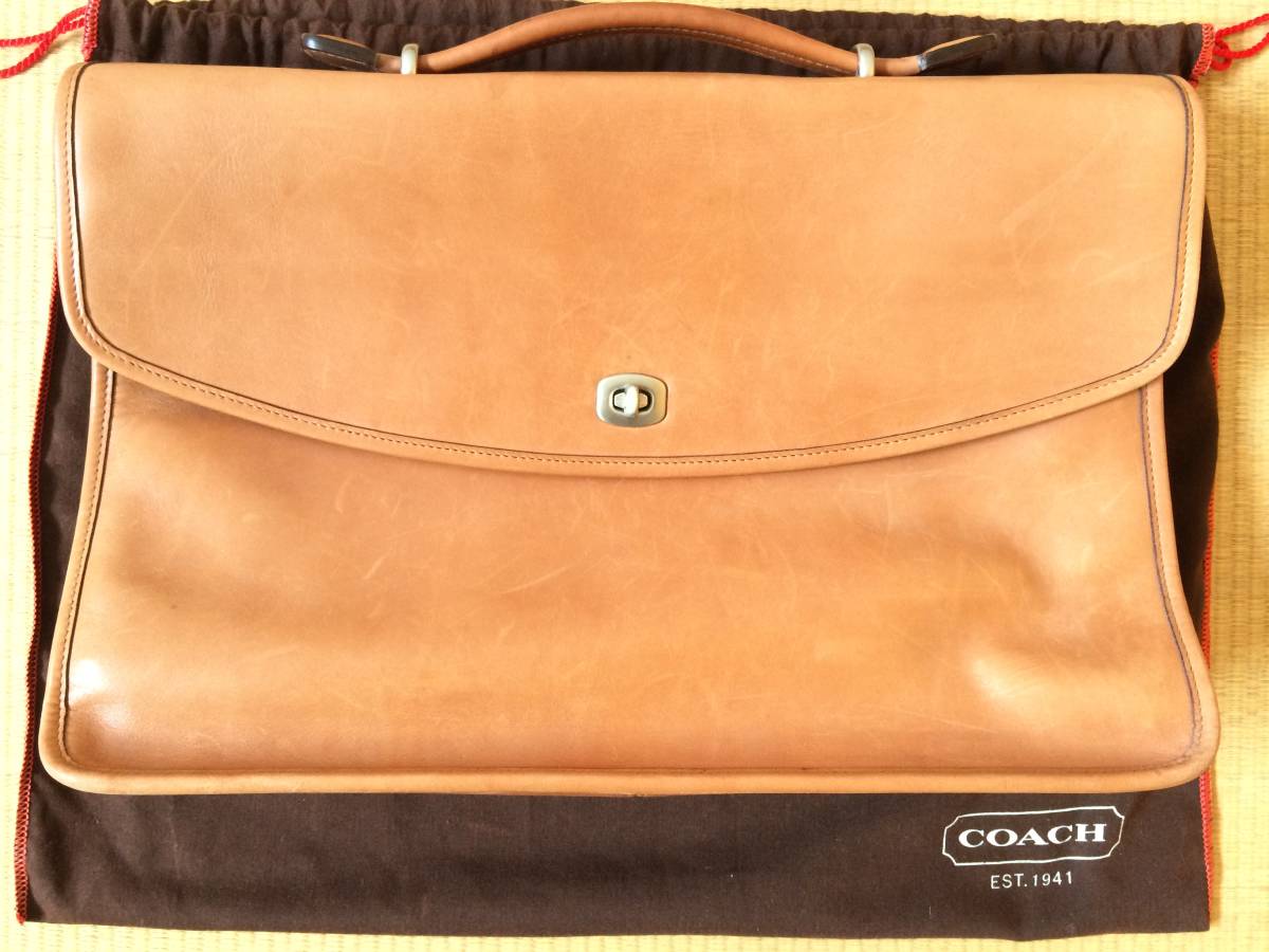 美品 コーチ Coach オールレザーブリーフケース タグ、ショルダー 