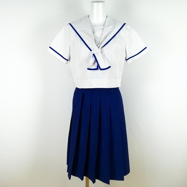 最新作 1円 セーラー服 スカート 上下2点セット 夏物 半袖 青1本線 女子 学生服 熊本宇土鶴城中学 白 制服 ランクC NA3628(学生服)｜売買されたオークション情報、yahooの商品情報をアーカイブ公開 - オ 学生服
