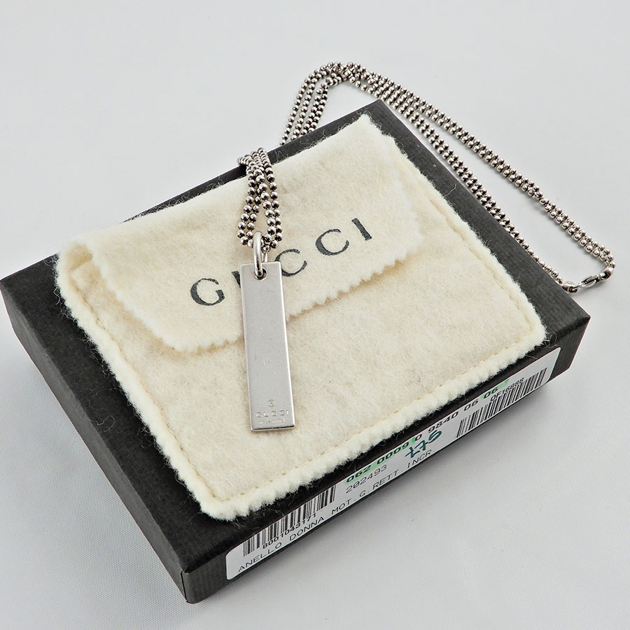 グッチ GUCCI◇シルバーネックレス ロゴプレート Wボールチェーン