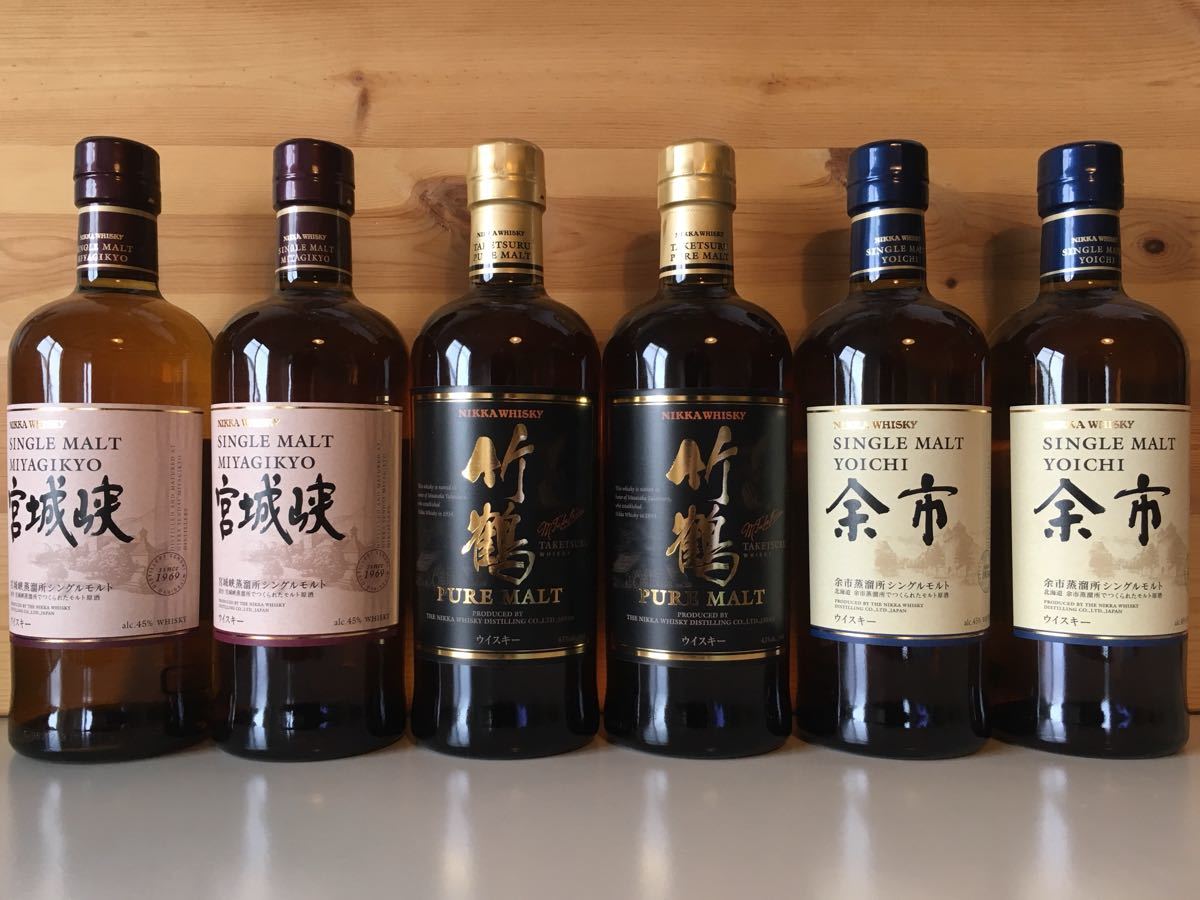 竹鶴ピュアモルト/余市/宮城峡 各2本 計6本セット 700ml 未開栓 正規輸入店 未開栓 NIKKA 竹鶴 & 余市 & 宮城峡 700ml 各2本 6 本