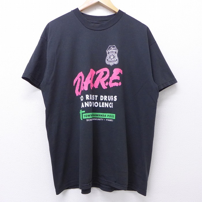 XL 古着 半袖 ビンテージ Tシャツ 00年代 00s DARE 大きいサイズ クルーネック 黒 ブラック 中古 メンズ