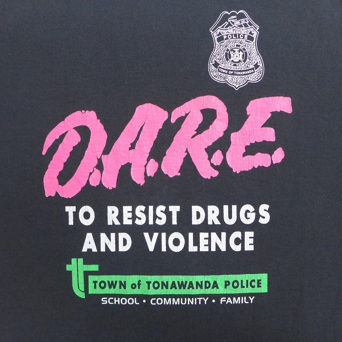 XL 古着 半袖 ビンテージ Tシャツ 00年代 00s DARE 大きいサイズ クルーネック 黒 ブラック 中古 メンズ