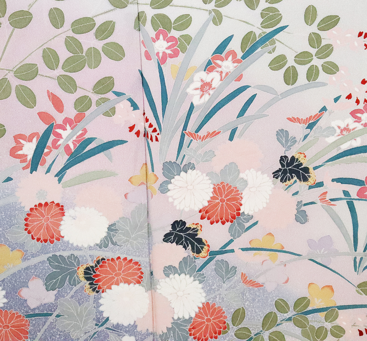 訪問着 正絹 美品 黄緑 菊 花柄 抹茶 白 0 | kimono 型