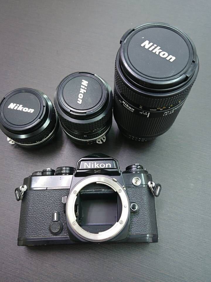  Nikon FE ブラック 動作未確認 レンズ3点セット(ニコン)｜売買されたオークション情報、yahooの商品情報をアーカイブ公開 - オークファン マニュアルフォーカス