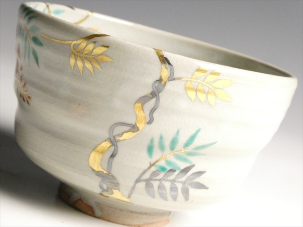 美術品・アンティーク・コレクション 茶道具 茶碗 田中寿宝 色絵藤