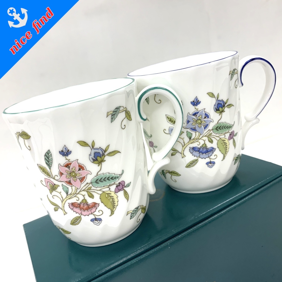  ミントン MINTON ハドンホール プロモーション ビーカー マグカップ ペア 2客セット 花柄 グリーン ブルー 磁器 洋食器 箱付(ミントン)｜売買されたオークション情報、yahooの商品情報をアーカ ミントン