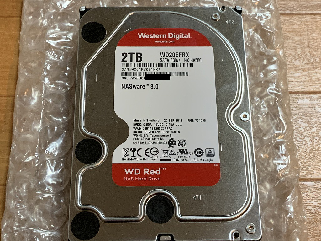 Western Digital 2TB WD20EFRX NAS Hard drive 使用時間113時間 使用0