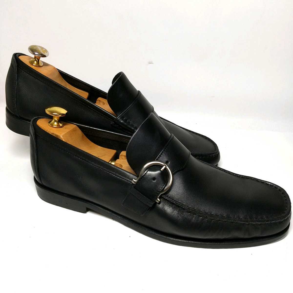 ☆大変美品☆【Ferragamo】フェラガモ 8EEE 約26cm 黒 ローファー 革靴 