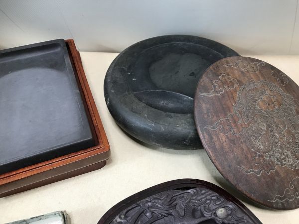 龍 書道具 龍亀彫刻蓋硯 亀 縁起物 古硯 蓋付硯 中国