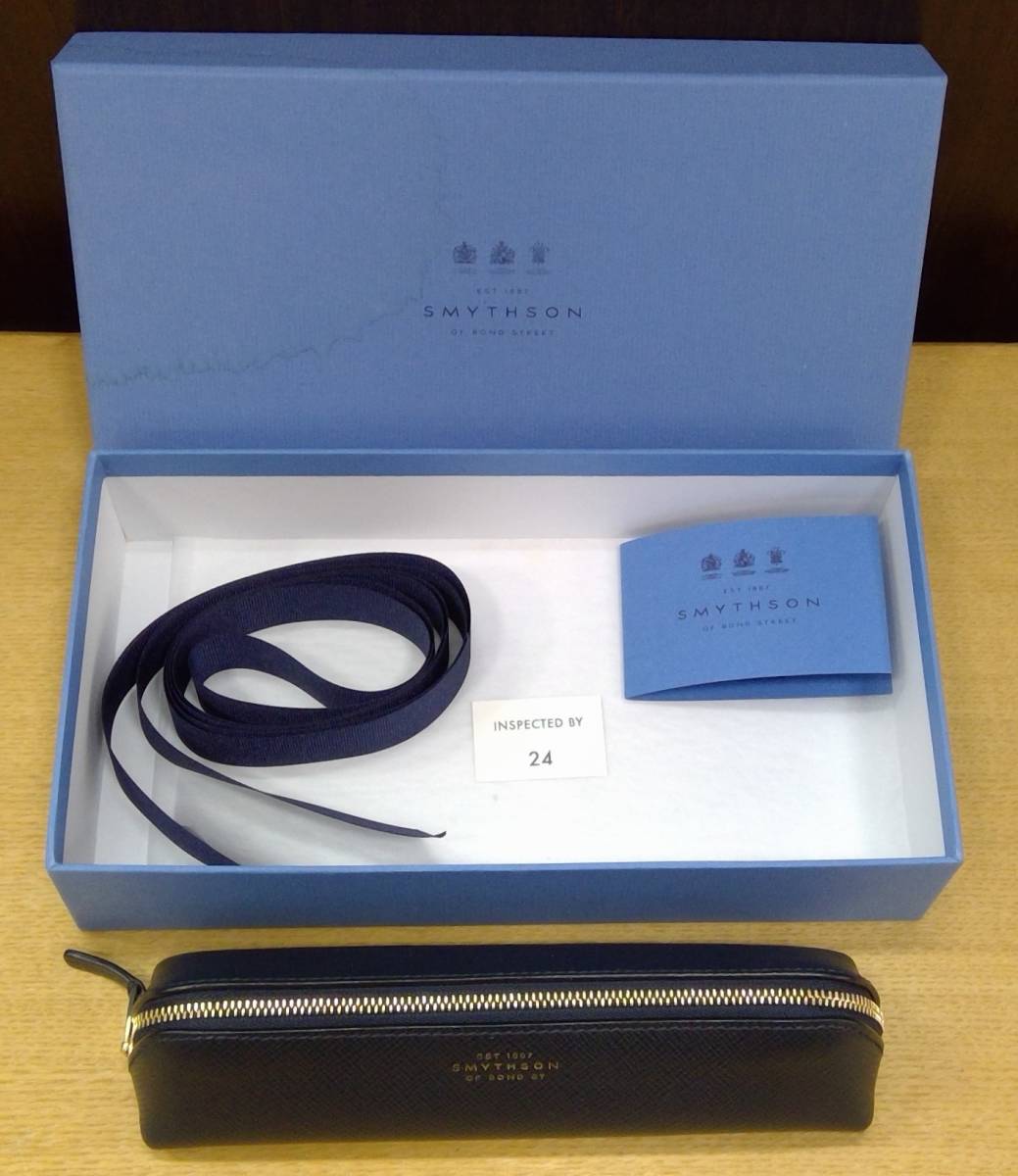 T1014 08010 スマイソン SMYTHSON ペンケース レザー 紺色 ネイビー 外