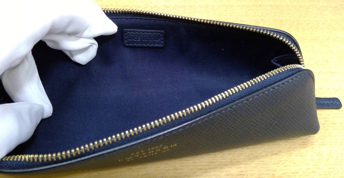 T1014 08010 スマイソン SMYTHSON ペンケース レザー 紺色 ネイビー 外