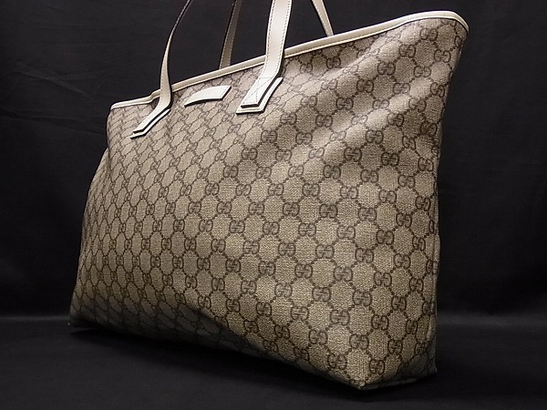 1円 GUCCI グッチ ロゴ 211120 213048 PVC×レザー GG柄 トートバッグ 
