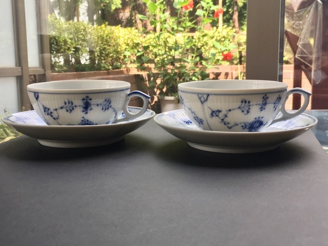 ★★ROYAL COPENHAGEN ロイヤルコペンハーゲン　ブルーフルーテッド ティーカップ＆ソーサー ペア 2客★★_1