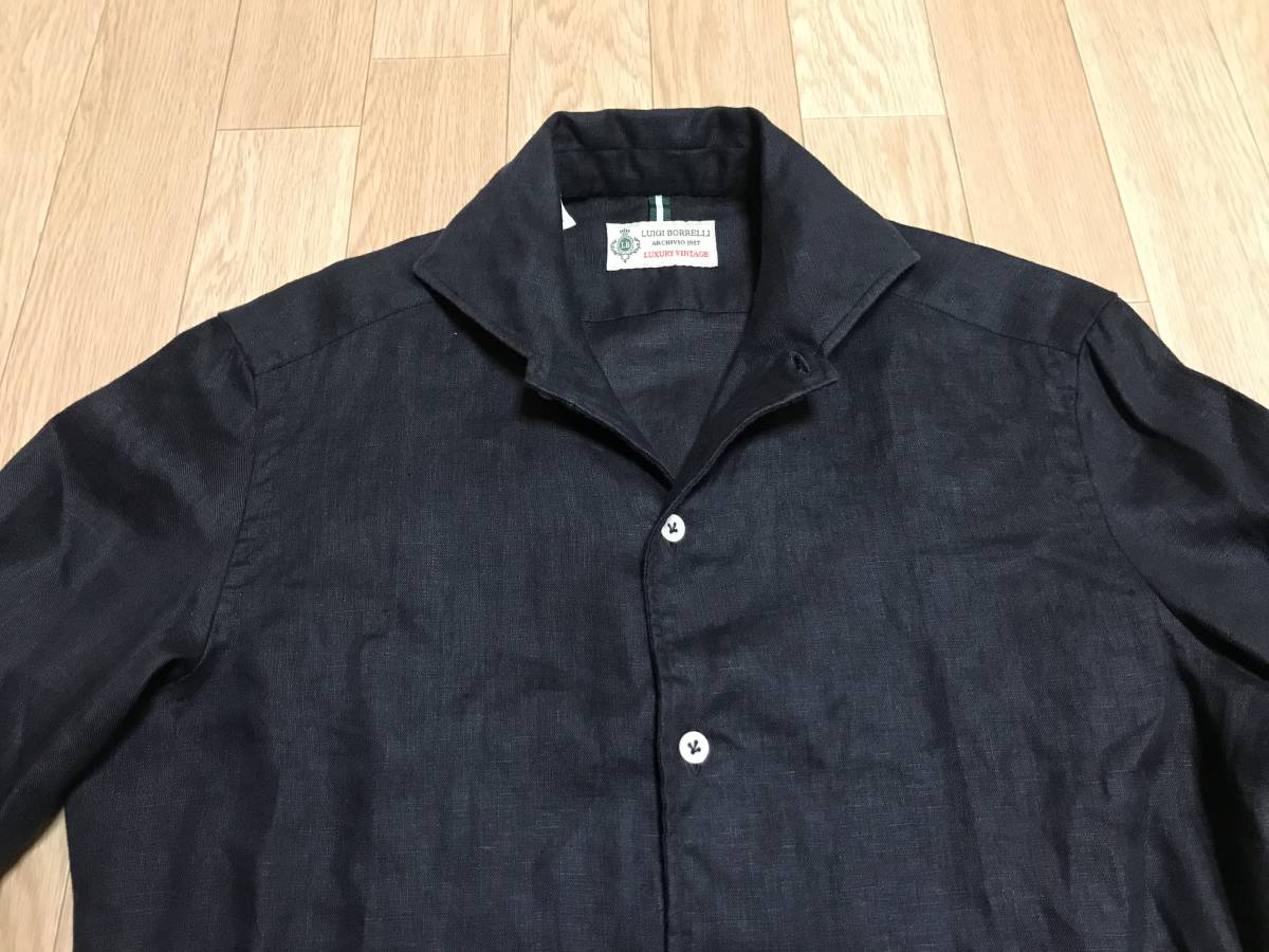 新品 定価3万 2021 LUIGI BORRELLI リネンポプリンソリッドイタリアン 