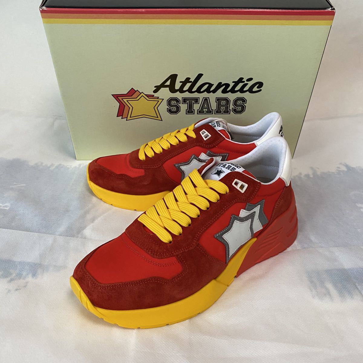新品未使用！Atlantic Stars レッドレザーコンビスニーカー(EU40)