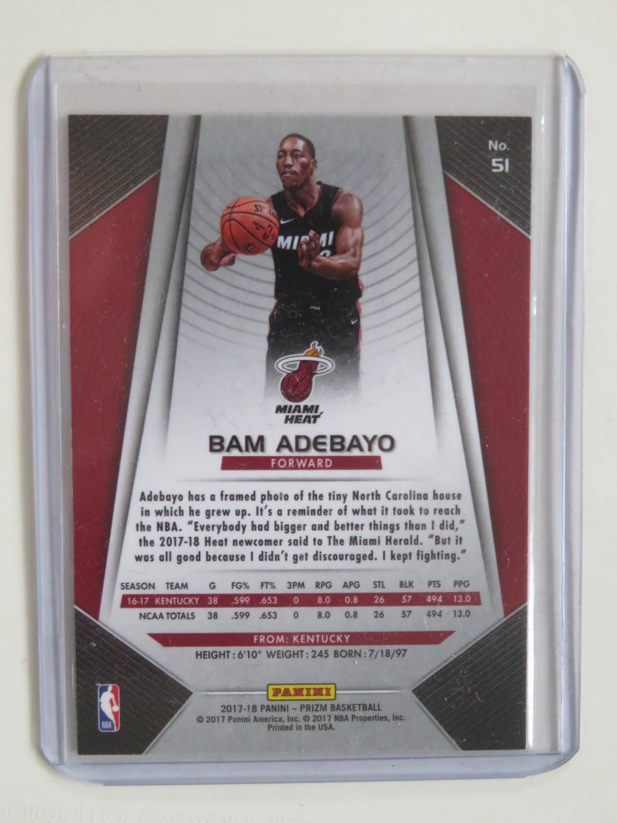 2017-18 PANINI PRIZM BAM ADEBAYO RC MIAMI HEAT 【公式通販】