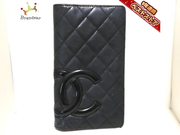 シャネル CHANEL 長財布 カンボンライン ラムスキン×エナメル（レザー