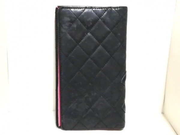 シャネル CHANEL 長財布 カンボンライン ラムスキン×エナメル（レザー
