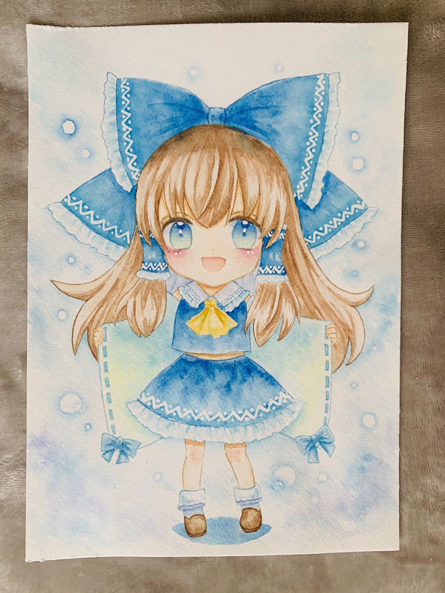 同人手描きイラスト ちび青霊夢 東方project 博麗霊夢 透明水彩 デフォルメ ミニキャラ チビキャラ 原画 手描きイラスト 売買されたオークション情報 Yahooの商品情報をアーカイブ公開 オークファン Aucfan Com