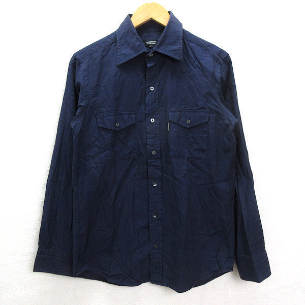 Z□バーバリーブラックレーベル/BURBERRY BLACK LABEL長袖シャツ□紺