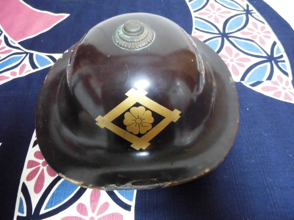 陣笠 武具 家紋 時代 骨董 - 平陣笠 時代物 甲冑 時代武具 家紋入