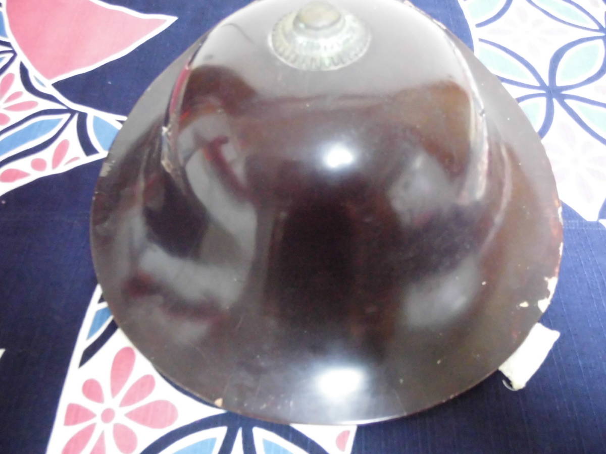 陣笠 武具 家紋 時代 骨董 - 平陣笠 時代物 甲冑 時代武具 家紋入