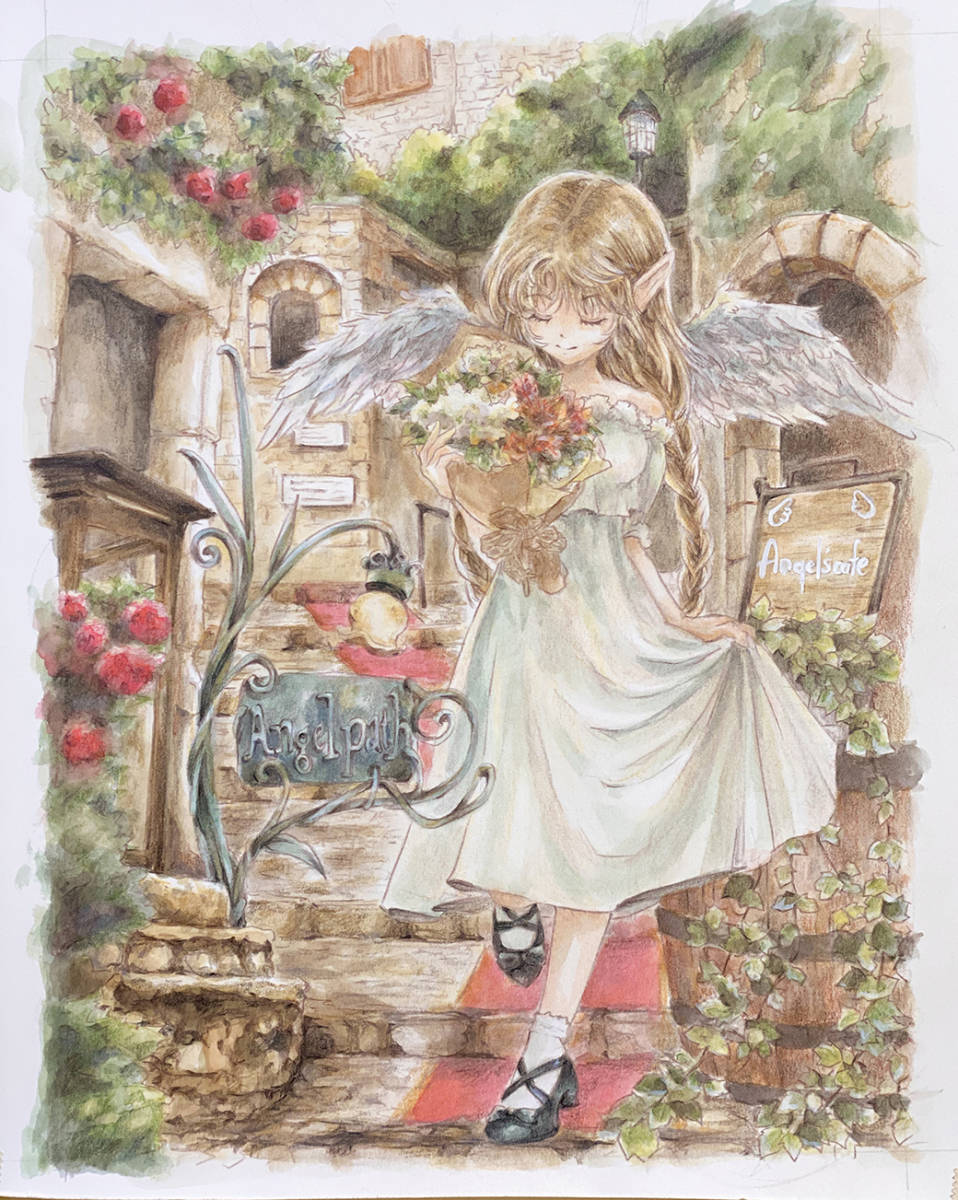 手書き アナログ イラスト 『風の通り道』 A4サイズ オリジナル 創作