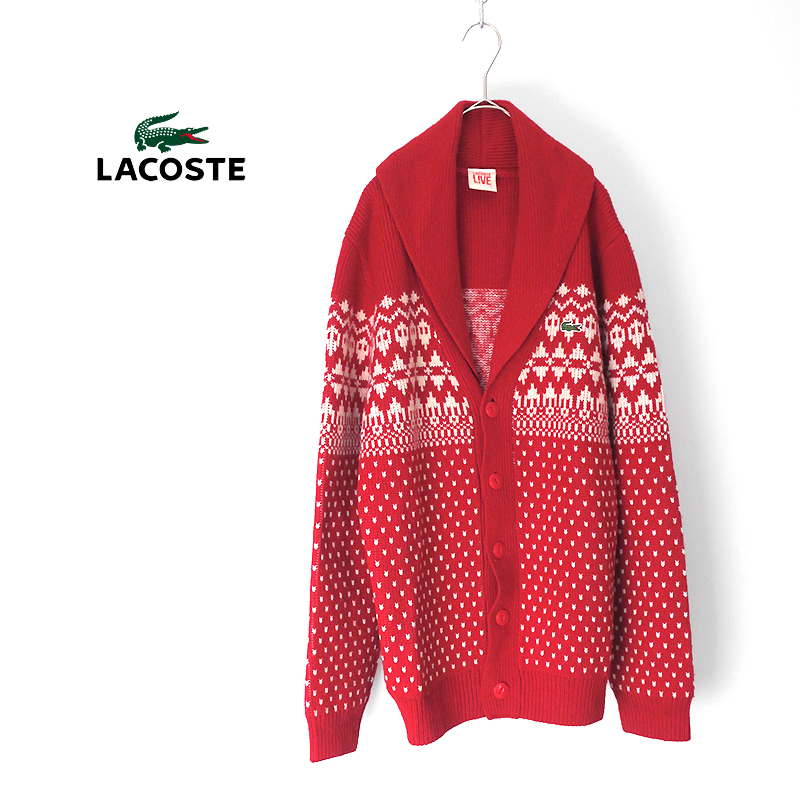 LACOSTE LIVE ラコステ ノルディック柄ショール襟ニット/カーディガン 