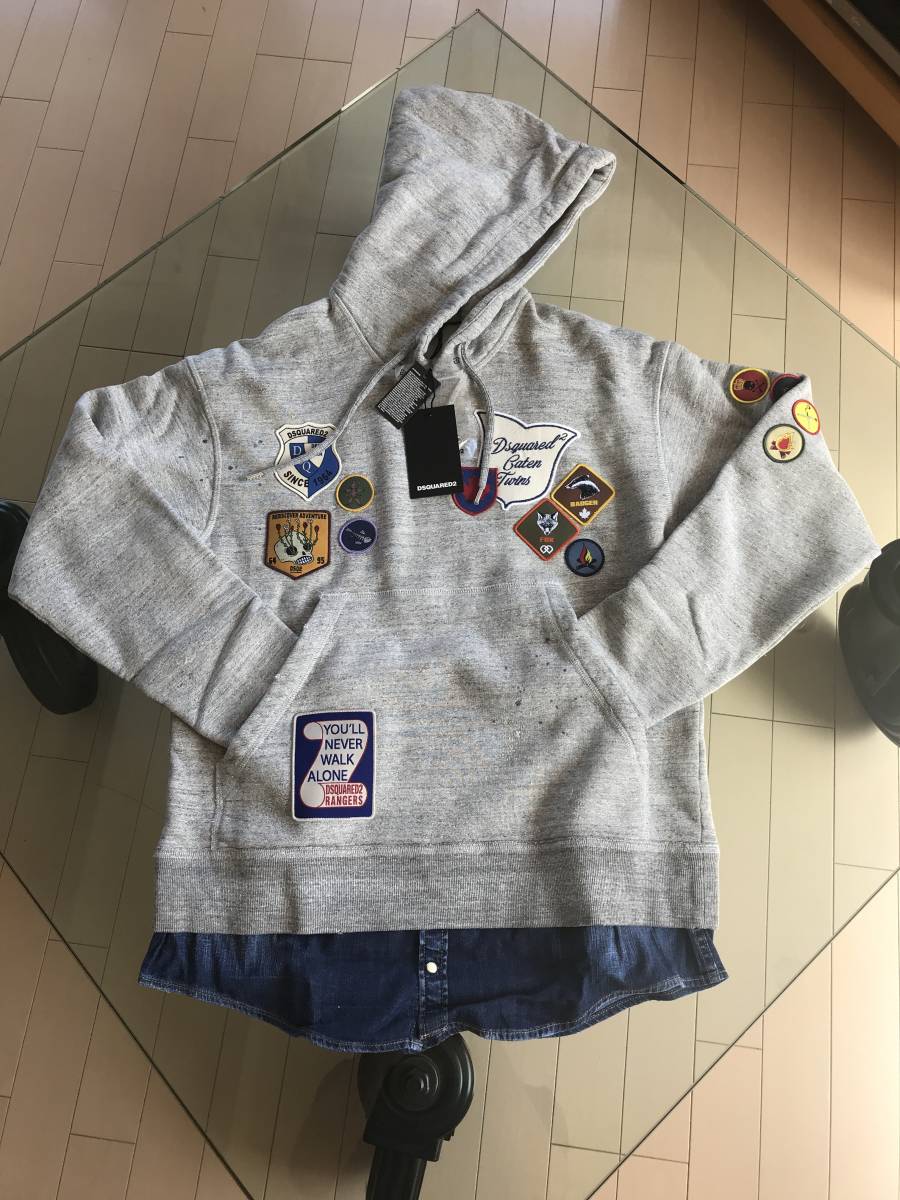 新品!本物!!超希少!!!DSQUARED2【M】フェイクレイヤードパーカー 