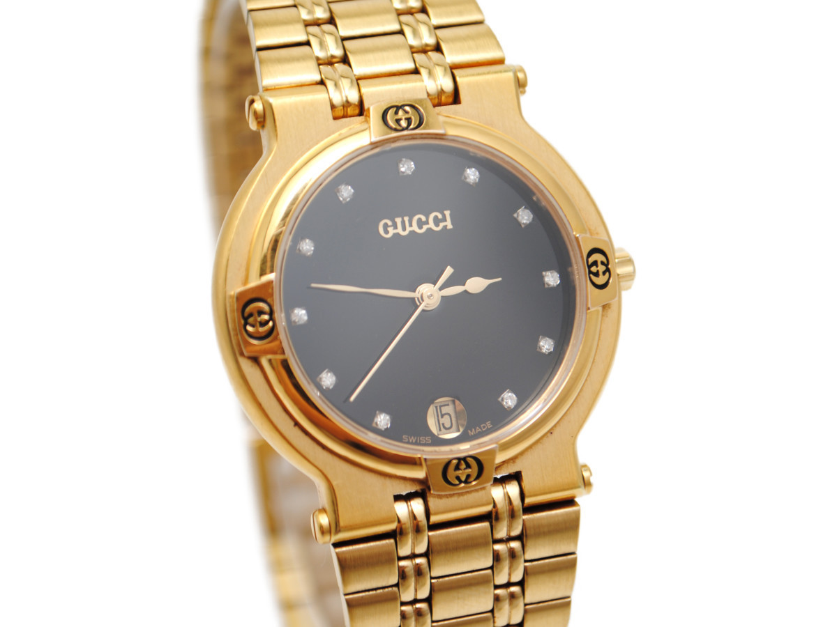 極美品] 動作OK【GUCCI】グッチ 9200M メンズ ゴールドカラー ブラック 