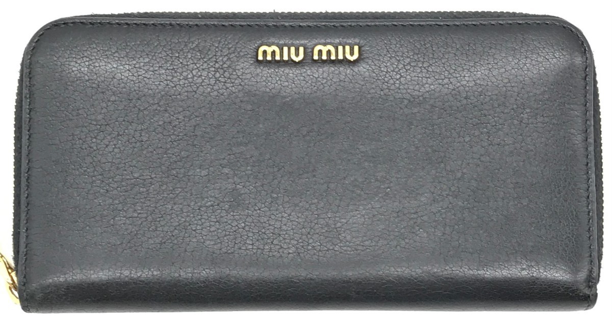 miu miu ミュウミュウ 長財布 ラウンドファスナー 黒 ブラック 革 