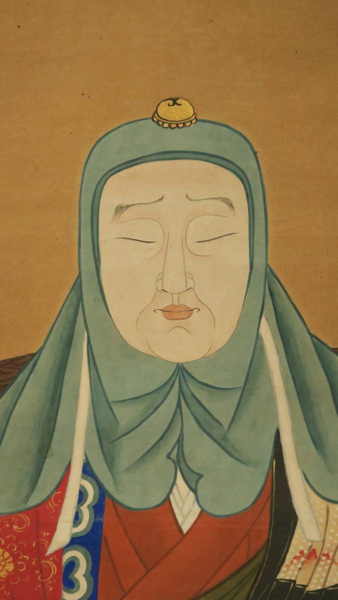 伝教大師坐像図」彩色木版画 1枚|最澄 天台大師 天台宗 仏画 江戸時代