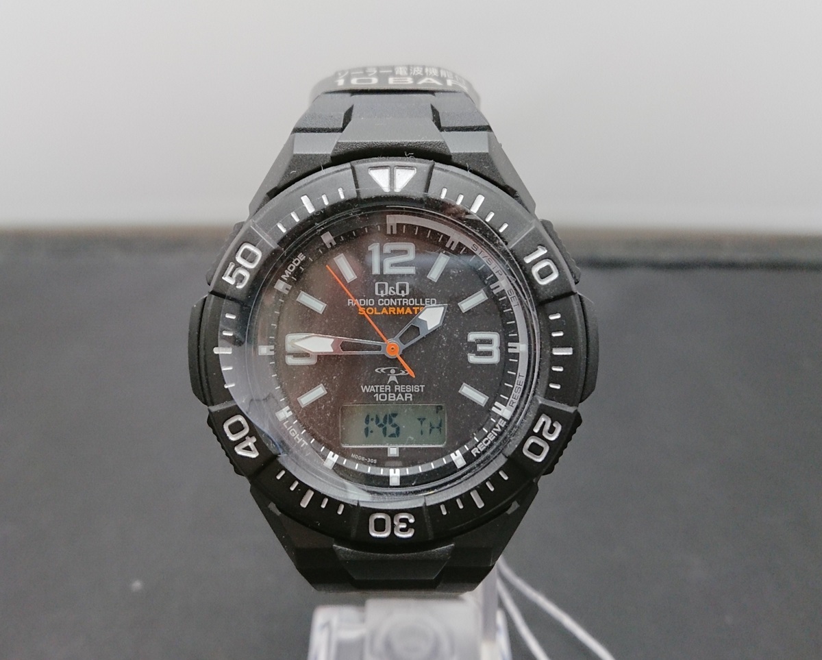 CITIZEN Q&Q MD06-305 SOLARMATE ソーラー電波時計 10気圧防水 腕時計 
