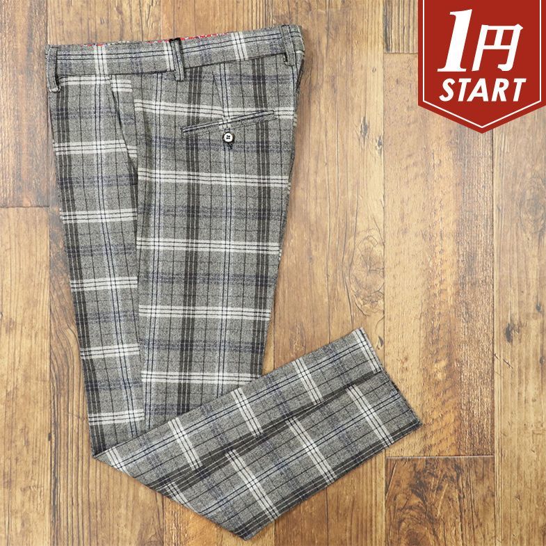 セール，大人気 1円/秋冬/KARL MOMMOO HOMME/52サイズ/イタリー製スラックスパンツ ウール系ツイード チェック 脚長 クラシコ /グレー/bb590/(XLサイズ以上)｜売買されたオークション情報、yahooの商品情報をアーカイ XLサイズ以上