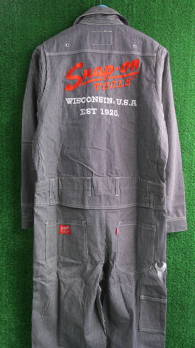 スナップオン【Snap-on】ヒッコリーつなぎ☆旧ロゴ総刺しゅう☆Lサイズ