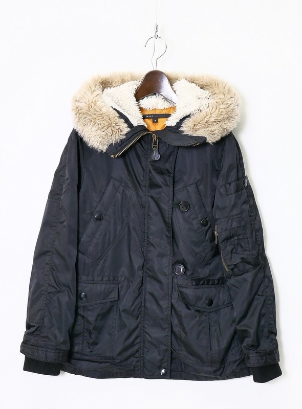 MB3017□マークジェイコブス/MARC JACOBS*フェイクファー/フーディー*中綿*中わたジャケット/ナイロンジャケット**ブラック系*サイズ6 MARC フェイクファー JACOBS(マークジェイコブス) レディース ◆MARC ファー