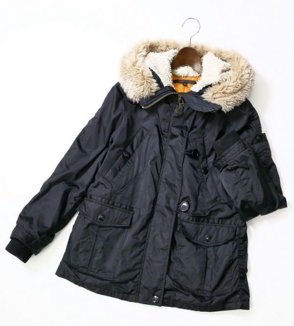 MB3017□マークジェイコブス/MARC JACOBS*フェイクファー/フーディー*中綿*中わたジャケット/ナイロンジャケット**ブラック系*サイズ6 MARC フェイクファー JACOBS(マークジェイコブス) レディース ◆MARC ファー