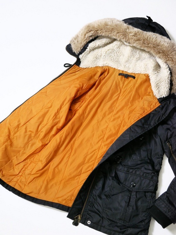 MB3017□マークジェイコブス/MARC JACOBS*フェイクファー/フーディー*中綿*中わたジャケット/ナイロンジャケット**ブラック系*サイズ6 MARC フェイクファー JACOBS(マークジェイコブス) レディース ◆MARC ファー