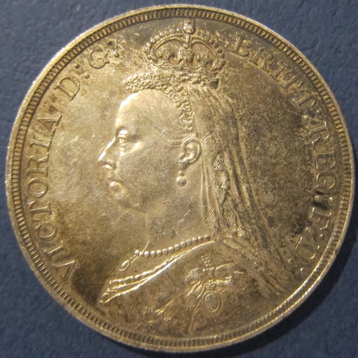 C-412) ヴィクトリア クラウン銀貨 1887年 ジュビリーヘッド ダーク 
