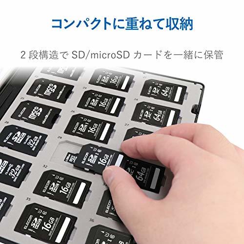 【送料無料・即決】色ブラック サイズSD:36枚+microSD:36枚 エレコム メモリカードケース 72枚収納(SDカード36_3