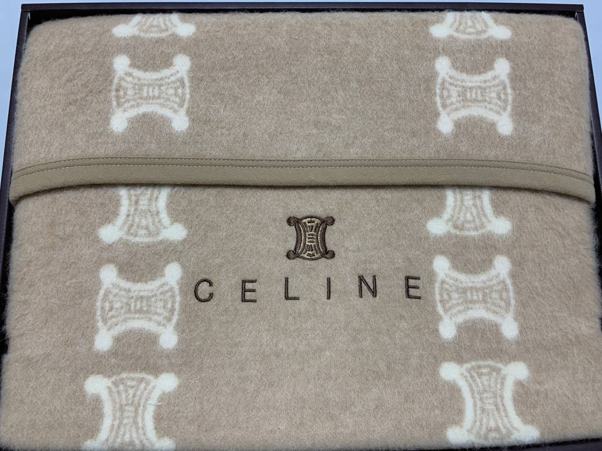 CELINE セリーヌ マカダム柄 ウール毛布 140x200cm ウール100％ 西川