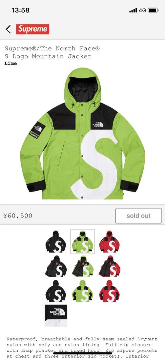 国内正規 20AW Supreme THE NORTH FACE S Logo Mountain JACKET