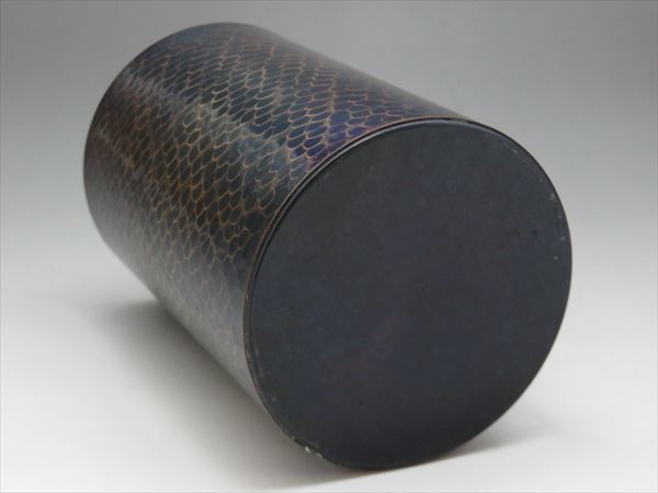 玉川堂 茶筒 共箱 紫金色 HOT，大得価 鎚起銅器 I-133