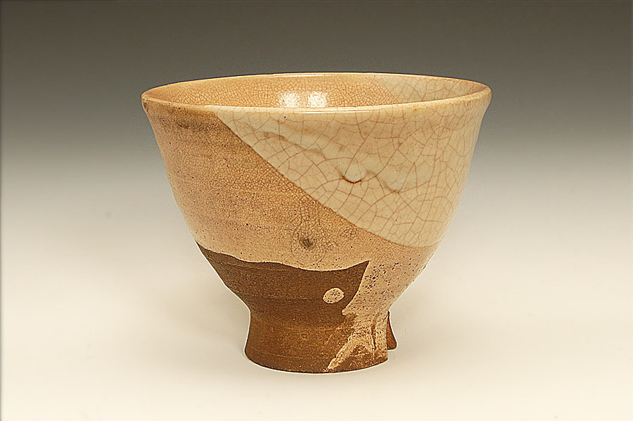 ☆星夢☆MY1 十二代 坂田泥華 萩焼切高台茶碗 十三代坂田泥華識箱 茶道具